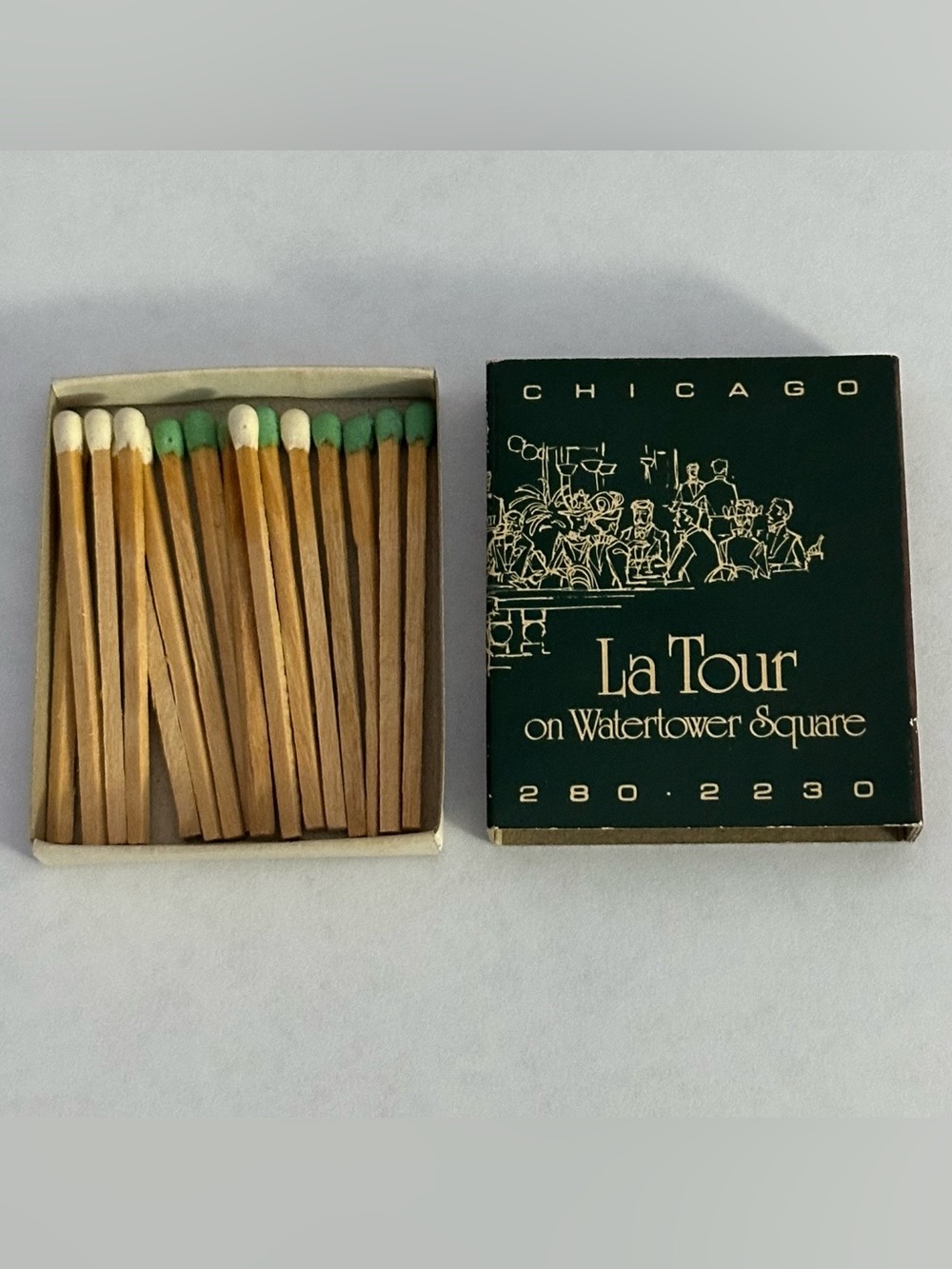 Vintage Matchbox La Tour Watertower Square Chicago IL Illinois Matches